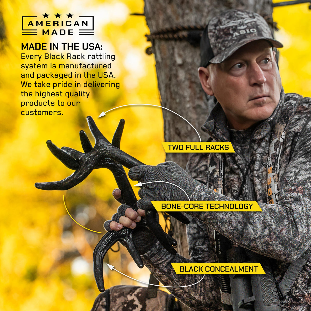 Black Rack Rattling System — Rattle Antlers for Deer Hunting