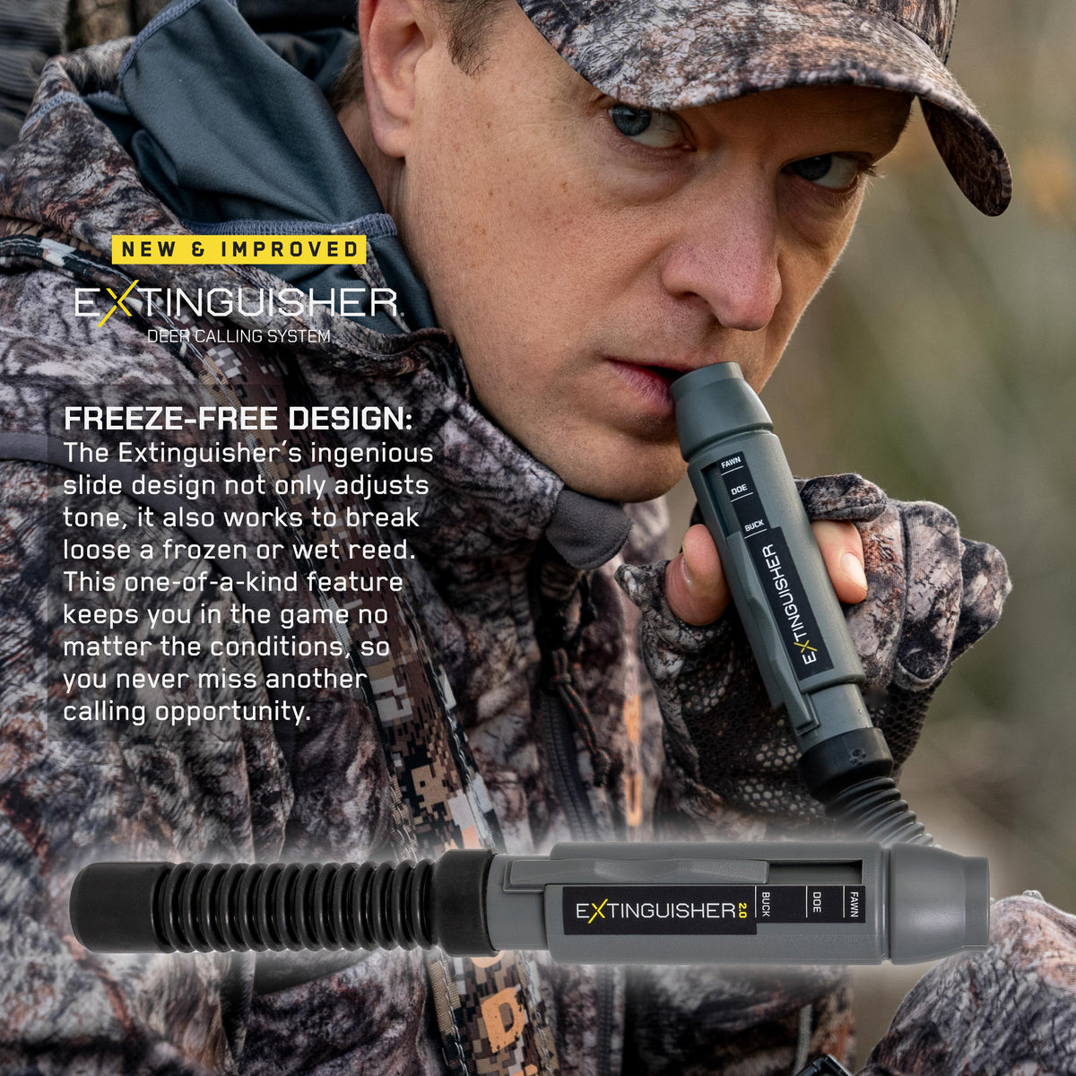 Extinguisher 2.0 Deer Call (Illusion Gray) — Multi-Tone Deer Grunt Call