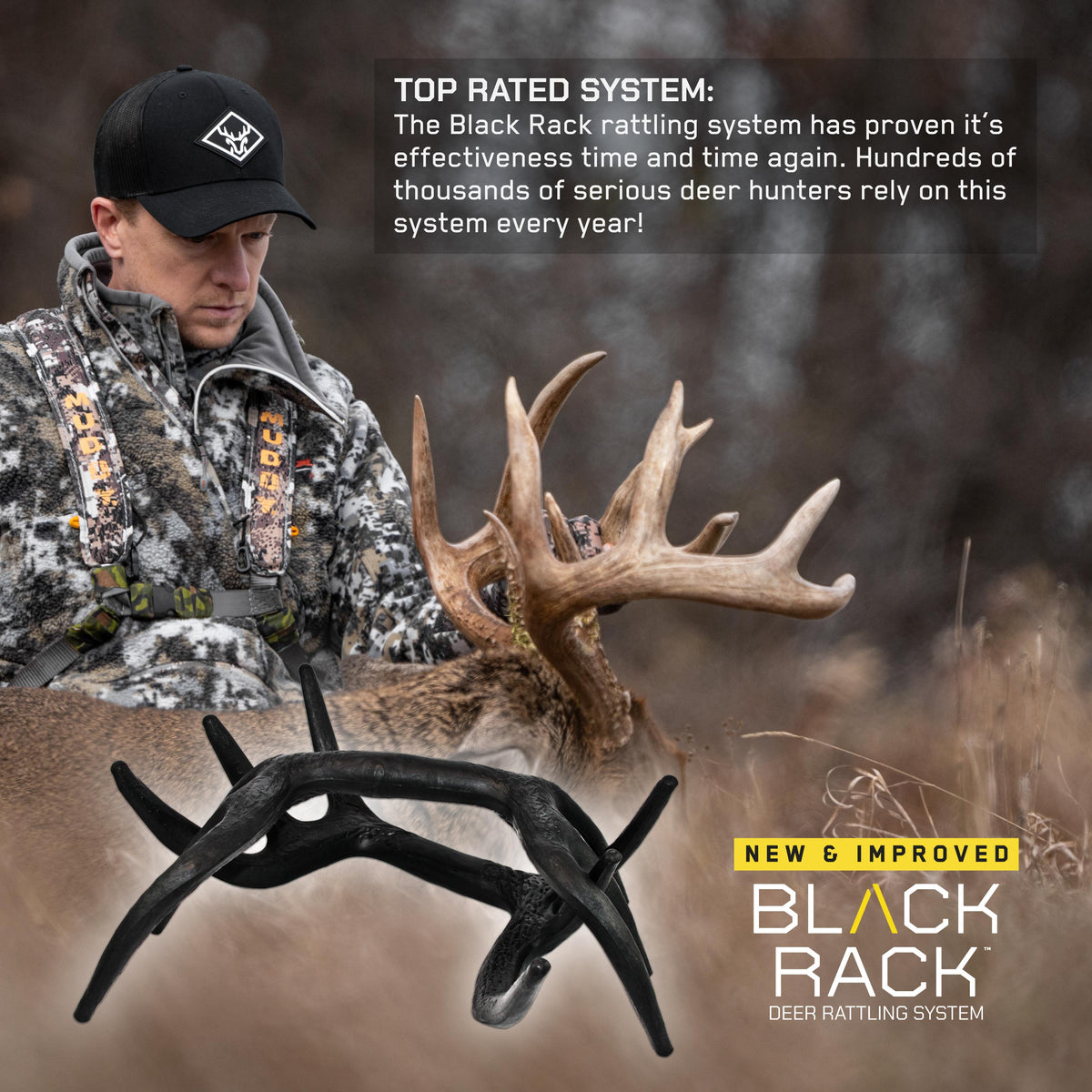 Black Rack Rattling System — Rattle Antlers for Deer Hunting